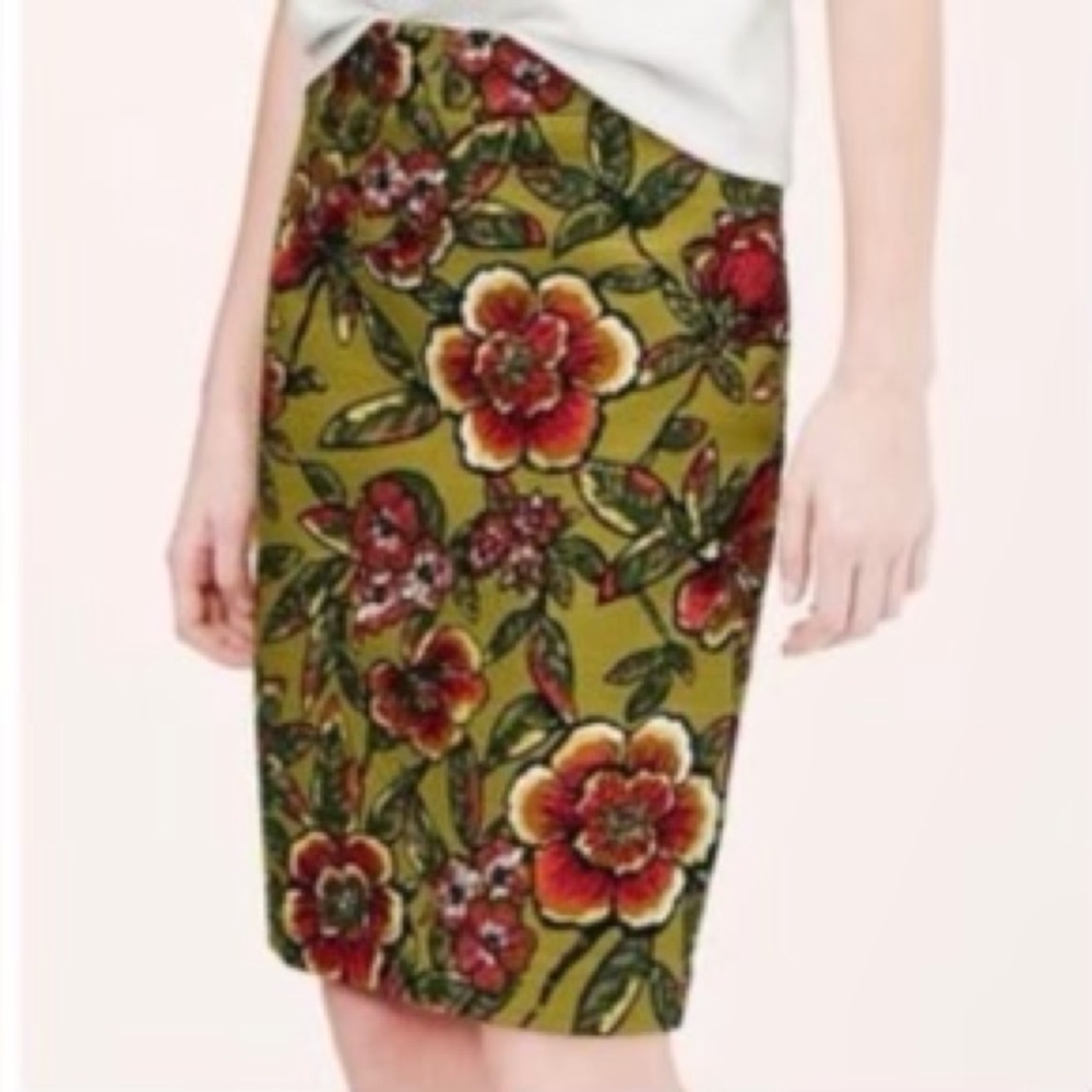 Loft Floral Pencil Skirt